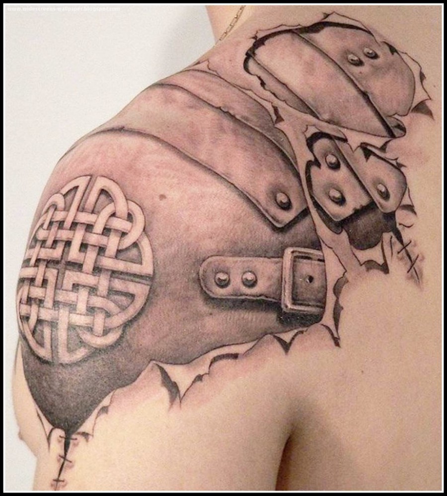 Cool 3D Tattoo Design on Shoulder for Men