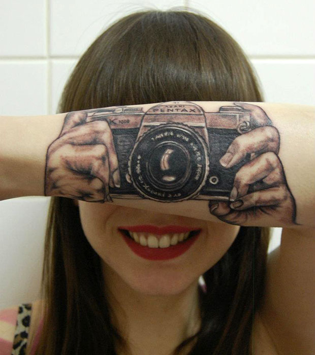 Say Cheese Camera Tattoo – Girls Forearm Tattoos