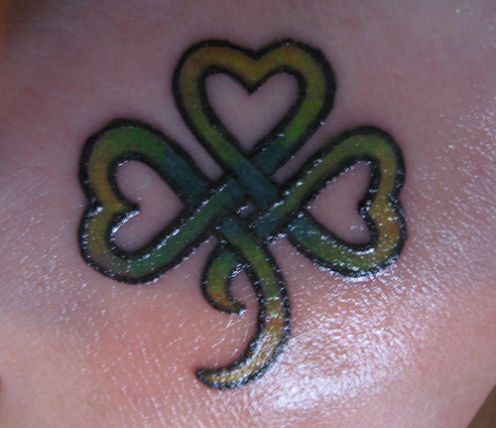 Art Four Leaf Clover Tattoo Close-Up