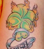 Irish Fire Four Leaf Clover Tattoo Design