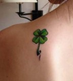 Cool Four Leaf Clover Tattoo on Back Shoulder