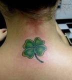 Clover Leaf Tattoo Design on the Girl's Back