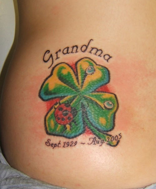 Four Leaf Clover Tattoo Dedicates to Grandma