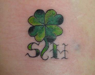 Initials Four Leaf Clover Tattoo