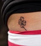 Small Inked Four Leaf Clover Black and White Tattoo