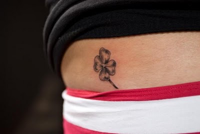 Small Inked Four Leaf Clover Black and White Tattoo