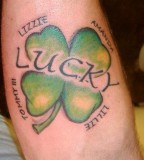 Lucky Four Leaf Clover Tattoo with Family Names
