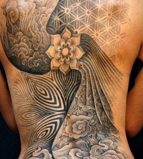 full back optical illusion tattoos for women