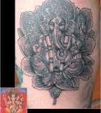 Ganesh Tattoo With Flower
