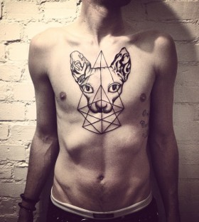 geometric-cat-chest-tattoo-by-malvina-maria-wisniewska