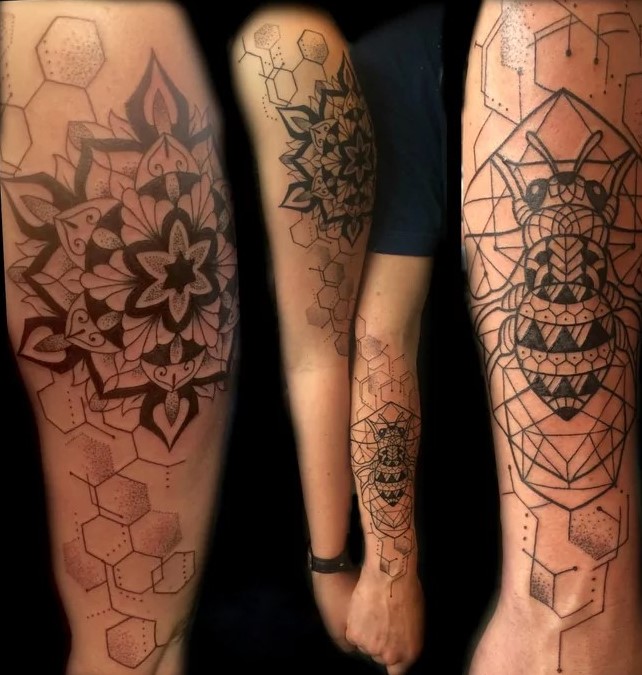 geometric couple tattoo