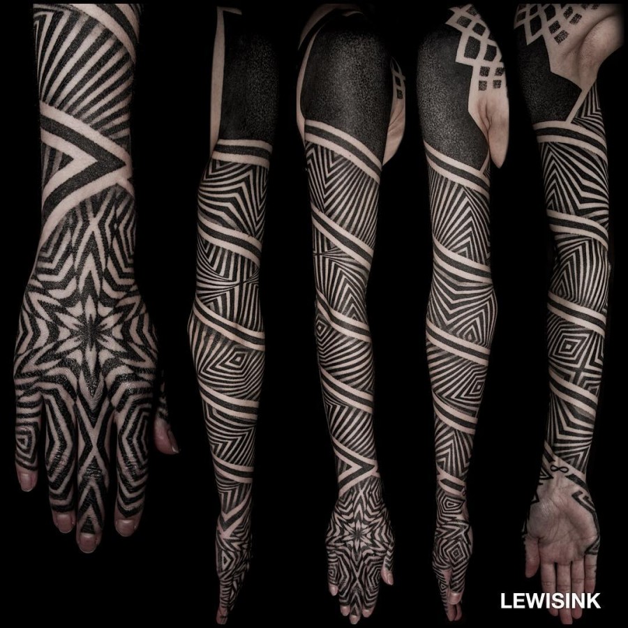 geometric-full-sleeve-tattoo-by-lewisink