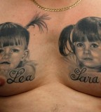 Creative Daugter Portrait Tattoos on Chest for Men (NSFW)