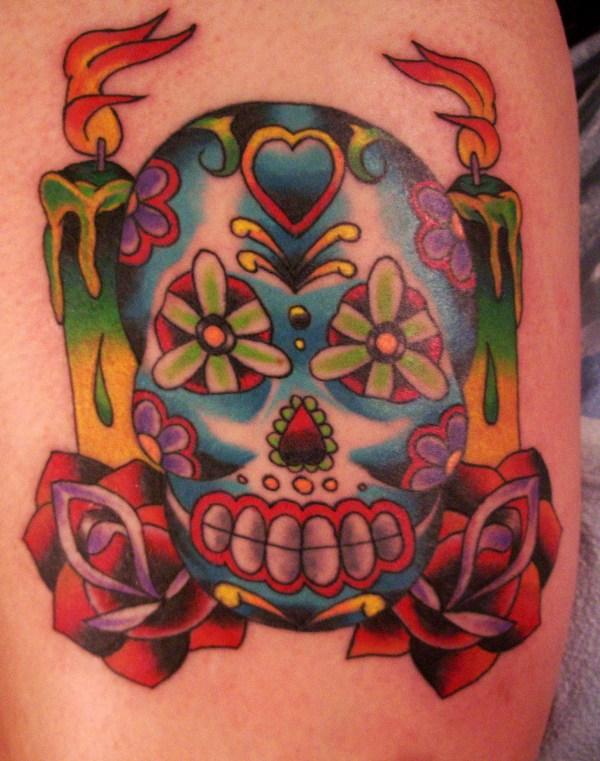 Colorful Sugar Skull Tattoo Inked Inspiration