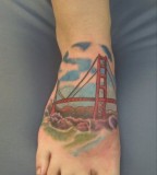 SF Golden Gate Bridge Tattoo Design in Black and White