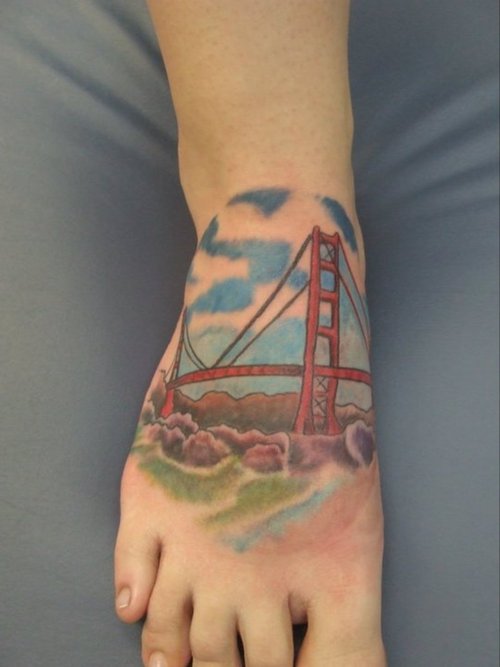 SF Golden Gate Bridge Tattoo Design in Black and White
