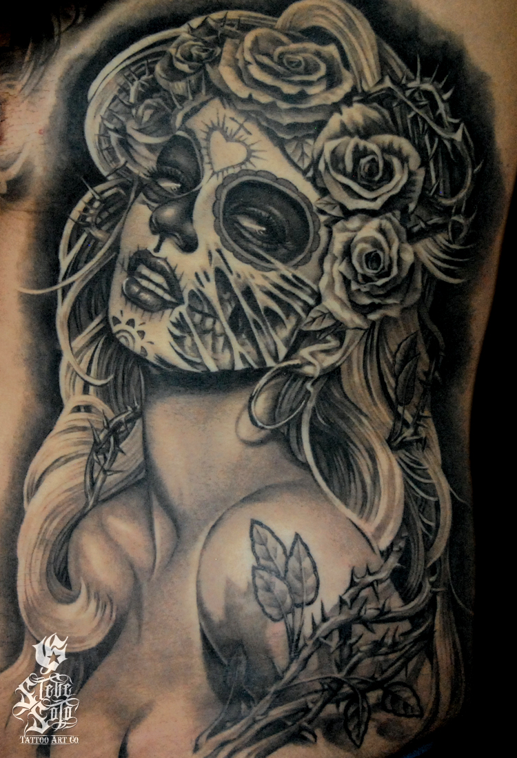 Day Of The Dead Pin Up Tattoo by Steve Soto