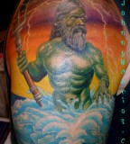 Stylish Greek Mythology Shoulder Tattoo Design For Men