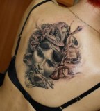 Terrific Chic Medusa Upper Back Tattoo Ideas For Girls