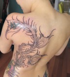 Artistic Phoenix Back Tattoo Design Image For Women 