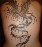 Inspirational Glamorous Phoenix Mythological Back Tattoo