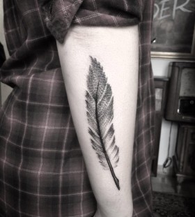 grey feather tattoo