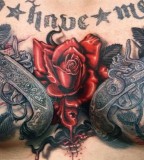 Body Art Tattoo Design - Chest Tattoo - Guns and Roses Tattoo