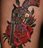 Gun Rose Tattoo Body Art Picture