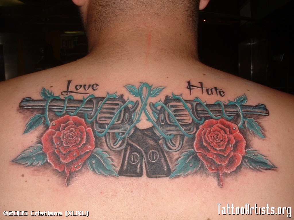 Guns And Roses Tattoo Back Tattoo Design