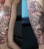 Guns N Roses Tattoo on Right Leg