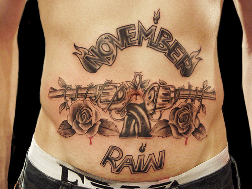 November Rain Guns And Roses Abdomen Tattoo