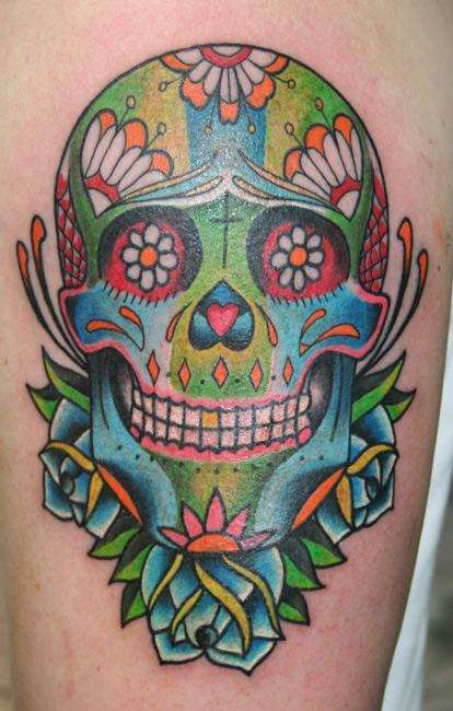 Goolge Tattoos Sugar Skull Colorfull Gyspsy Tattoo