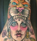Gypsy Women with Tiger Cat Head Ornament
