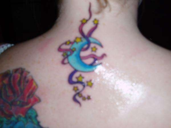Splendid Half Moon Tattoo On Back