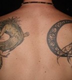 Beauteous Half Moon Tattoo Art Styles On Back Shoulder