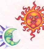 Unique Half Moon And Sun Tattoos 