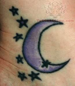 Cute Half Moon And Stars Tattoo Images