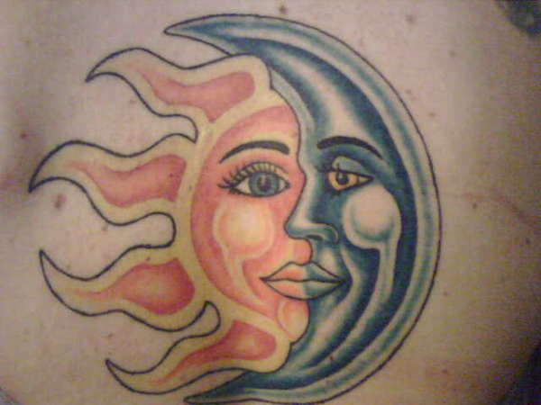 Classy Photo Of Sun And Crescent Moon Tattoo Art