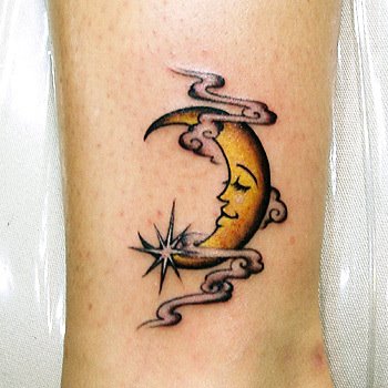 Wonderful Cool Half Moon Tattoo Design For Girls