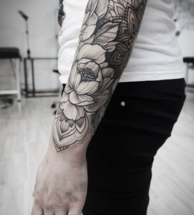 half sleeve flower tattoo