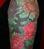 Original Half Sleeve Oriental Flower Tattoo