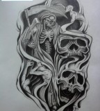 Skulls Half Sleeve Tattoo Design