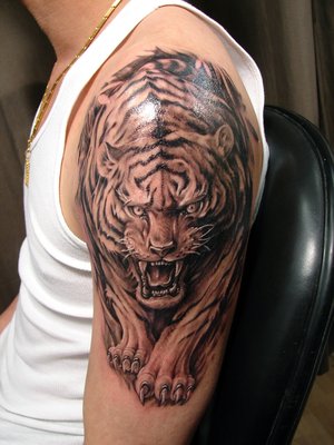 Amazing Tiger Half Sleeve Tattoo Design Ideas
