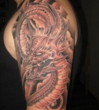 Red Dragon Half Sleeve Tattoos