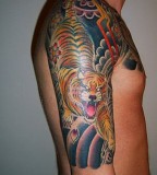 Wonderful Tiger Half Sleeve Tattoos Design for Men