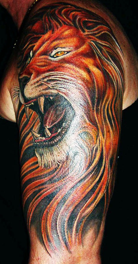 Lion Tattoo Half Sleeves Design