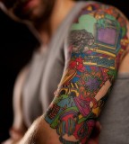 Colorful Half Tattoo Design for Men