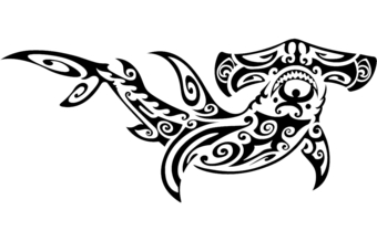Exquisite Tribal Hammerhead Shark Tattoo Design