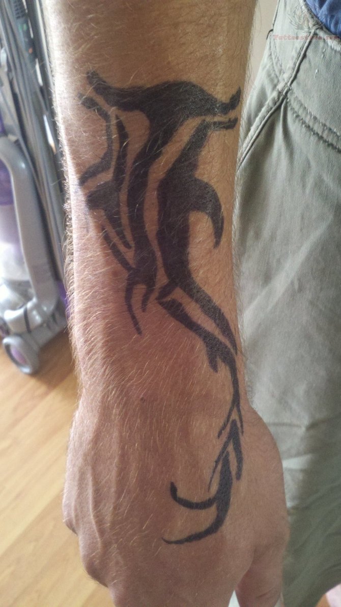Splendid Hammerhead Shark Tribal Arm Tattoo Image