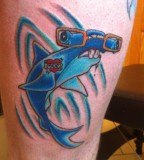 Lane's Hammerhead Shark Tattoo In Blue